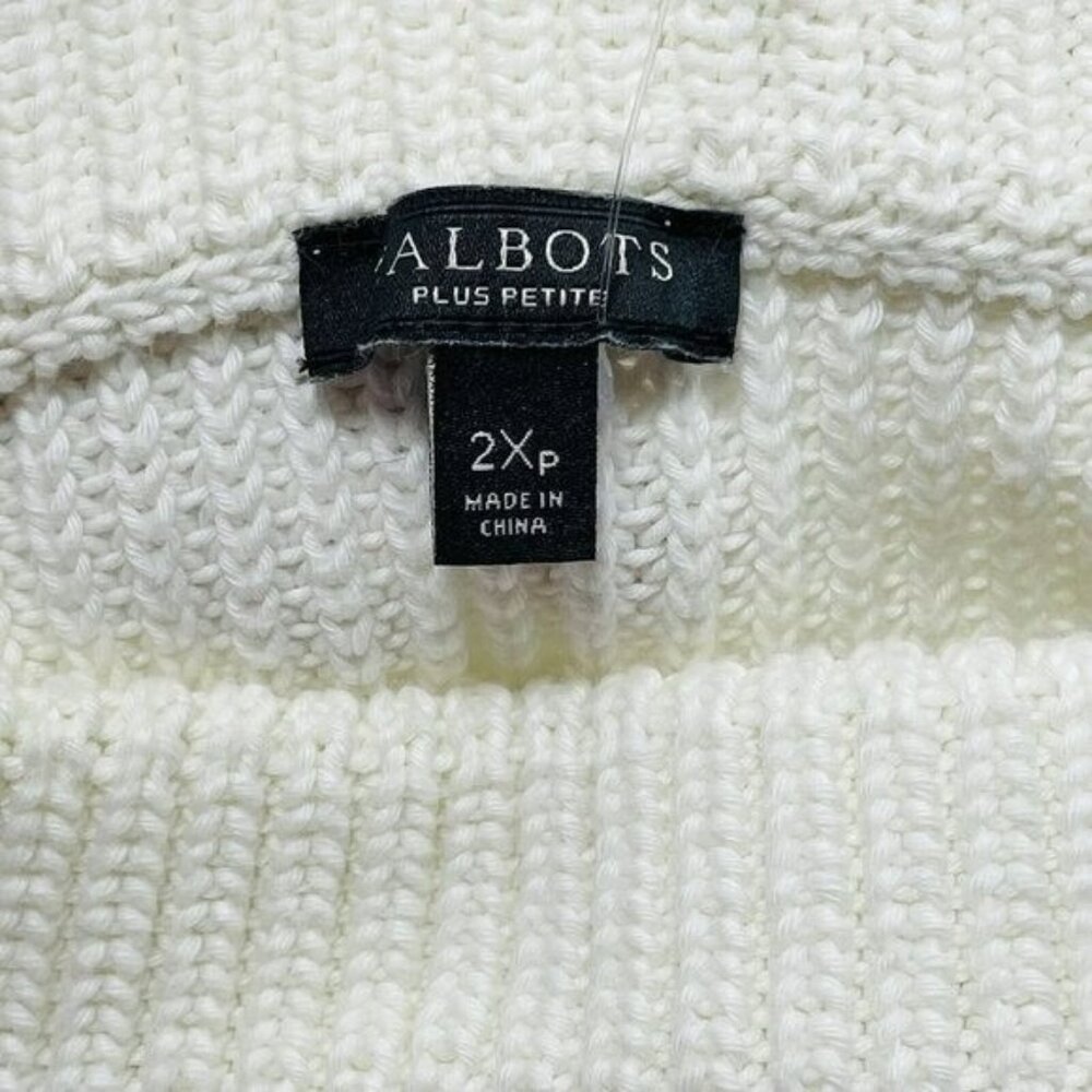 Talbots Sweater Jumper Women 2Xp 2X Petite Ivory Stripe Colorful Comfy Modern - Picture 9 of 10